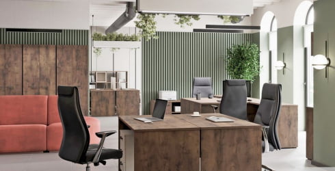 Письменный стол с полками и ящиками LEMO L-28 Таксония шоколадная