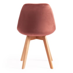Стул TULIP SOFT (mod. 74) / 1 шт. в упаковке вельвет/дерево , 54 х 47 х 83 см , коралловый (HLR 44)/натуральный