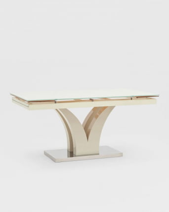 Стол обеденный Верона раскладной 160-220*90 глянцевый Бежевый_9