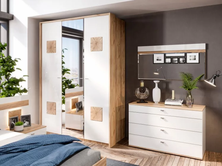 Комод 1200 с 4 ящиками Фиджи ЛД 659.050.000 Дуб Золотой Белый_6