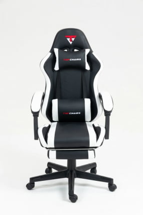 Кресло спортивное ТопЧаирс Пропхет с оттоманкой черно-белый / TopChairs Prophet_1