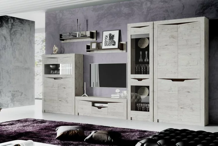 Шкаф двухдверный со стеклом Соренто 12 Дуб бонифаций_1