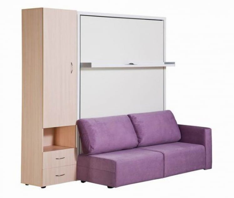 Шкаф-диван-кровать Смарт 1 3-в-1 левый 1400 Ясень шимо темный_0