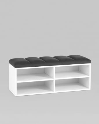 Обувница Хольст 2 белая велюр Темно-серый_2