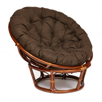 Кресло PAPASAN 23/01 W /с подушкой/ диаметр подушки 125 см, 115х101х104 см, Pecan (орех), ткань Коричневый, 3М7-147_0
