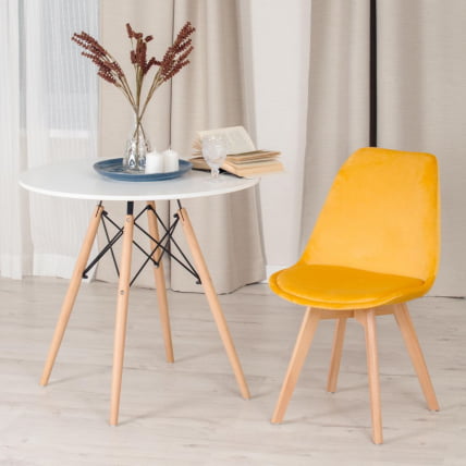 Стул TULIP SOFT (mod. 74) / 1 шт. в упаковке вельвет/дерево , 54 х 47 х 83 см , желтый (HLR 41)/натуральный_8