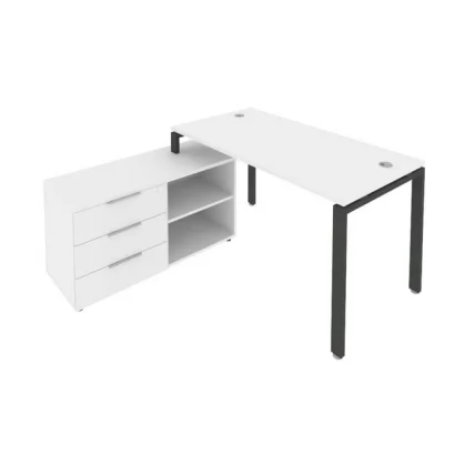 Рабочая станция на П-образном м/к с опорной тумбой левая Metal System Б.РС-СТС-2.3 Л Белый/Антрацит_0