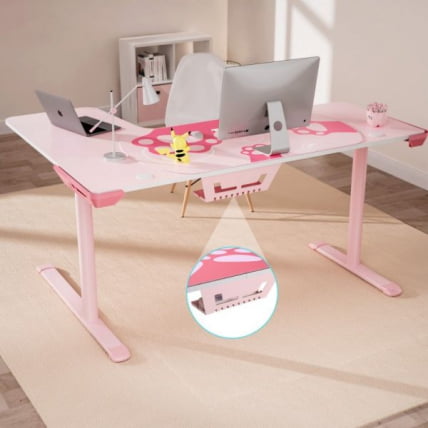 Стол письменный (для компьютера) угловой ЕУРЕКА ЕРК-Л60Р-ПК-В2 (правый), розовый / EUREKA ERK-L60R-PK-V2_15