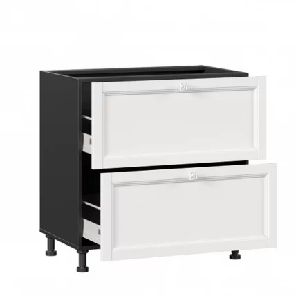 Тумба кухонная 800 с 2 ящиками ЛЮКС (4) Джулия ЛД 284.920.000.081 Черный Белый_1