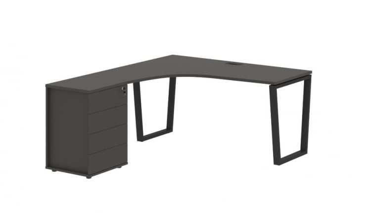 Стол эргономичный с тумбой левый ЕДИС ЕВCЕТ 1518 Л Мокко Черный / EDIS EVCET L_0