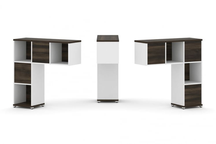 Надставка на стол низкая двухсторонняя + задняя стенка (5 шт.) CONCEPT CN.DNN-001 Дуб Мали Белый бриллиант Белый металл_0