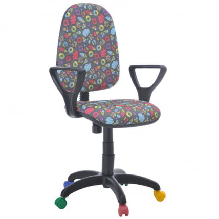 Кресло Престиж KIDS Мороженки Черный пластик Цветные колеса_0