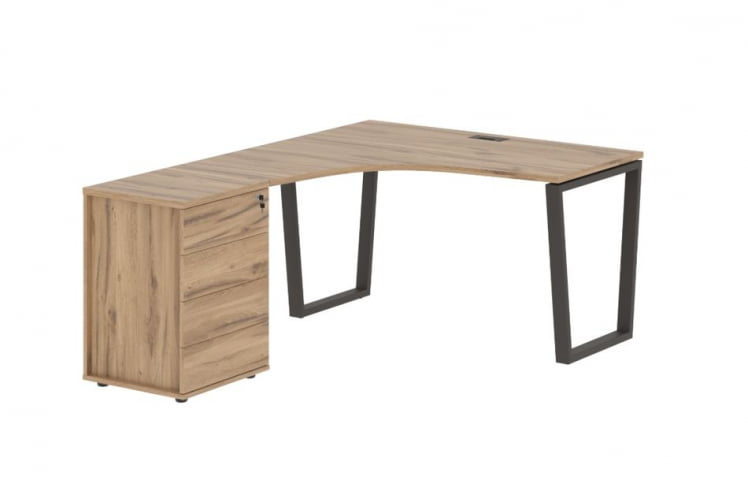 Стол эргономичный с тумбой левый ЕДИС ЕВCЕТ 1318 Л Дуб Денвер светлый Мокко / EDIS EVCET L_0