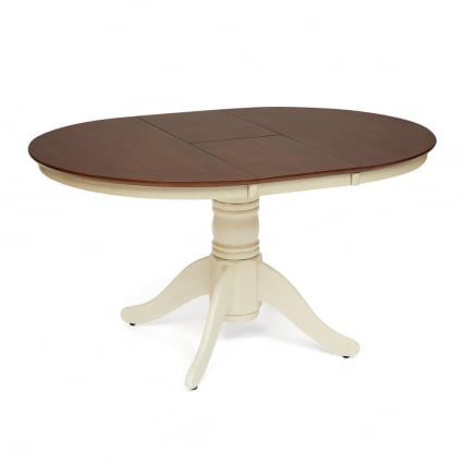 Стол обеденный раскладной Cairo / Каир (CT4260) дерево гевея, 100(133)х100х75см, Античный белый/Темный Дуб_8