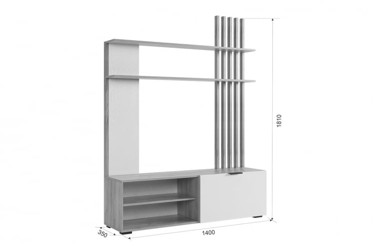 Гостиная ГК02Бери дуб крафт золотой/белое дерево_4