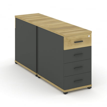 Тумба двухсторонняя опорная приставная с 4-мя ящиками CONCEPT CN.DTGO-002 B/W Дуб Винченцо Антрацит_0