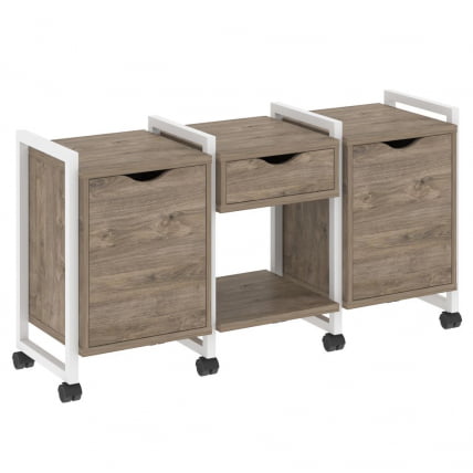 Тумба на колесных опорах наборная. Вариант №7 LOFT VR.L-TN-7.K Металл белый Тиквуд темный_0