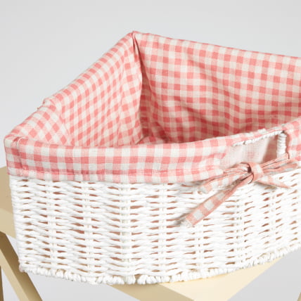 Угловая этажерка Secret de Maison ANGULAIRE 3 ( mod. PE-04 ) paulownia, мдф, 34x34x123см, butter white (слоновая кость), ткань - красная клетка_3