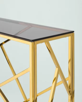 Консоль АРТ ДЕКО 115x30 Золото стекло smoke_3