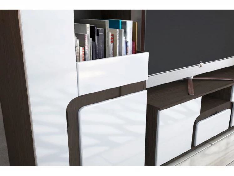 Гостиная Марсель со шкафом Венге Белый глянец_3