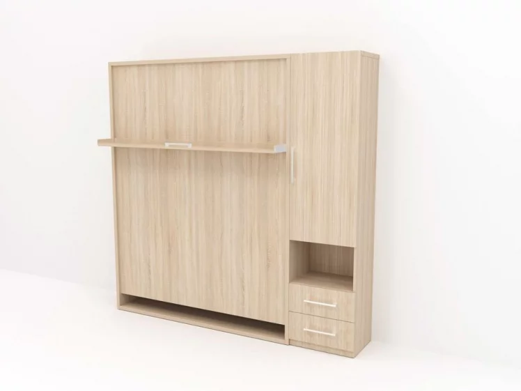 Кровать-трансформер Смарт 1 правый со шкафом 1400 Дуб молочный_0