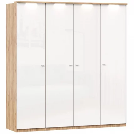 Шкаф четырехстворчатый Фиджи 006 Дуб Золотой Белый_0
