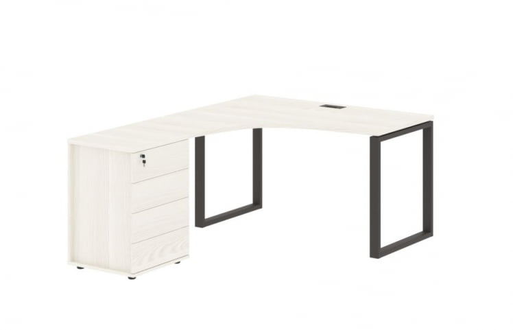 Стол эргономичный с тумбой левый EDIS EQCET 1318 L Ясень Траун Мокко_0