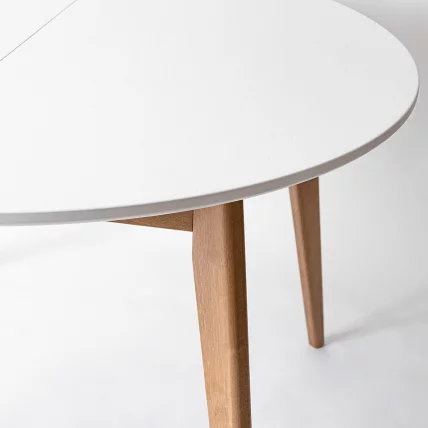 Стол обеденный Орион Plus 100x100 Эмаль белая Морилка Дуб натуральный_1