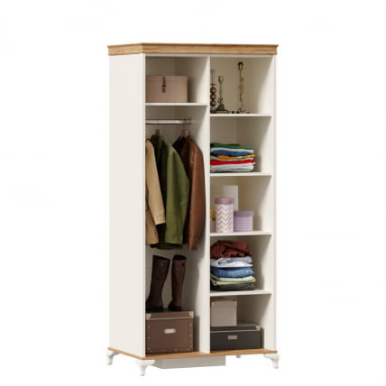 Шкаф двухстворчатый с зеркалом Вилладжио Алебастр/Дуб золотой_3