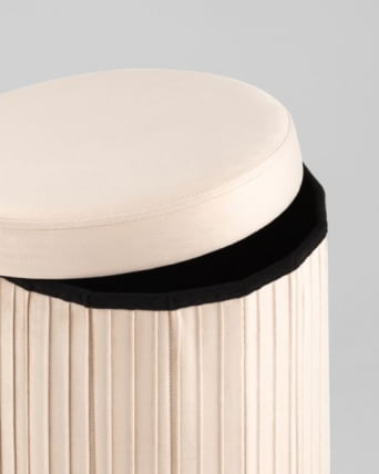 Пуф складной с ящиком Store Round бежевый_2