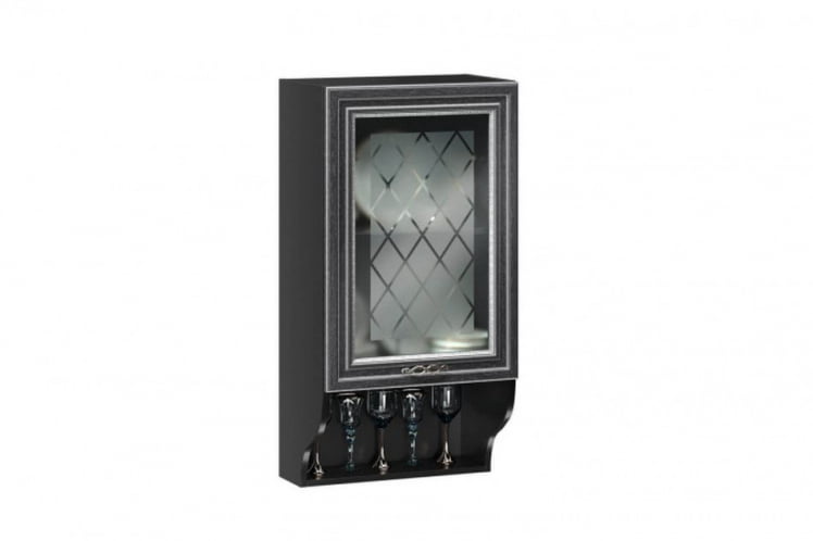 Шкаф кухонный 500 с открытой полкой со стеклом Италия ЛД 275.547.000 Черный Дуб темный_0