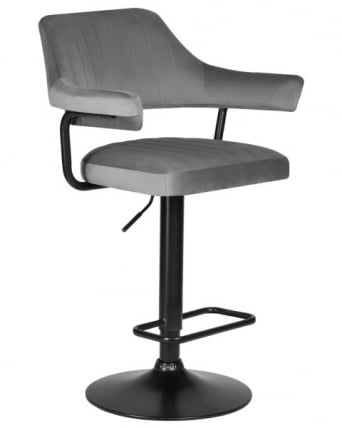 Стул барный ДОБРИН CХАРЛЙ БЛАCК (серый велюр (МДЖ9-75)) 2 шт / DOBRIN CHARLY BLACK (MJ9-75))_2