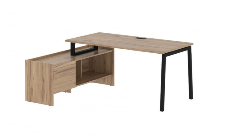 Стол с тумбой ЕДИС ЕЛCТ 17814 Дуб Денвер светлый Черный / EDIS ELCT_0