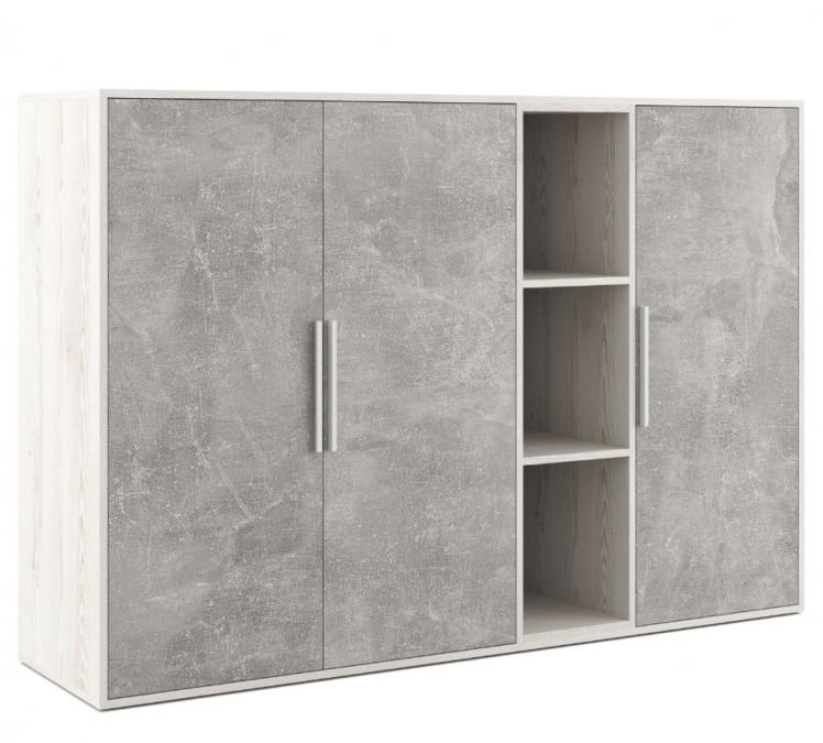 Шкаф средний 3 створки, с нишей B-TONE BTN36152231 Сосна Бетон светлый_0