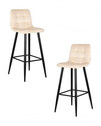 Стул барный ДОБРИН НИCОЛЕ (черные матовые ножки, кремовый велюр (108-113)) 2 шт / DOBRIN NICOLE_0