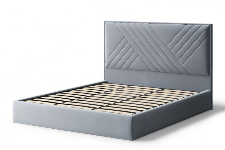 Кровать МИРА 2000*1600мм (без опор), велюр НЕО 25 (серый), (б/основания, б/матраса) / NEO_1