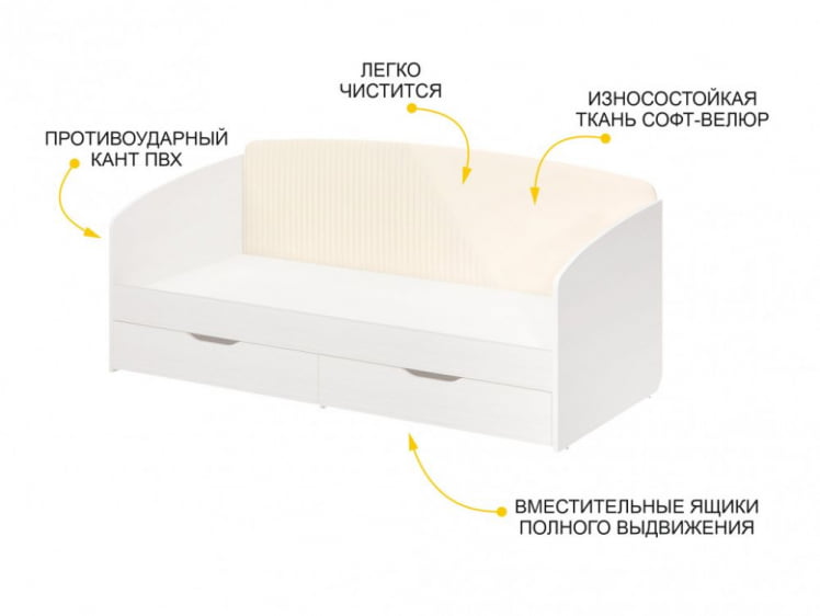 Кровать Монако 903.05 Белый шпон/Даллас Айвори_2