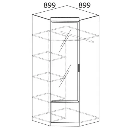 Шкаф угловой Ронда №309 Венге Белый глянец_1