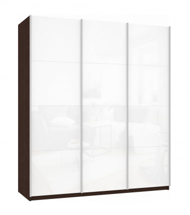 Шкаф-купе трехдверный Прайм 2100 Белое стекло/Белое стекло/Белое стекло Венге_0