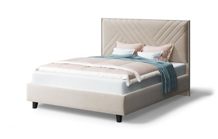 Кровать МИРА 2000*1600мм (на опорах), велюр Бренди лайт 03 (бежевый), (б/основания, б/матраса)_0