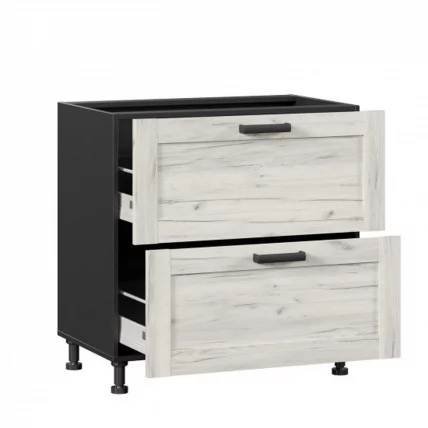 Тумба кухонная 800 с 2 ящиками ЛЮКС (4) Тип 1 Винченца ЛД 234.920.000.070 Черный Дуб Крафт белый_1