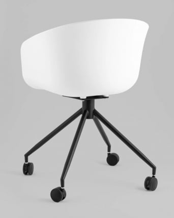 Кресло офисное LIBRA пластик белый экокожа черная на колесиках_3