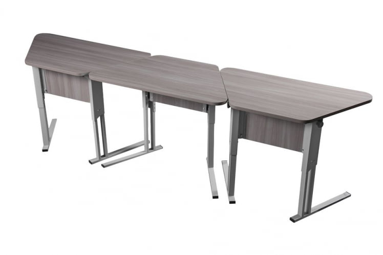 Парта одноместная трапециевидная столешница (рост 3-7) Клен Танзау/Металл Серый_4