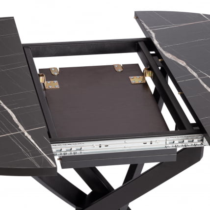 Стол MANZANA ЛДСП/HPL/металл, 100 х 100+30 х 75 см, Мрамор черный/черный_6