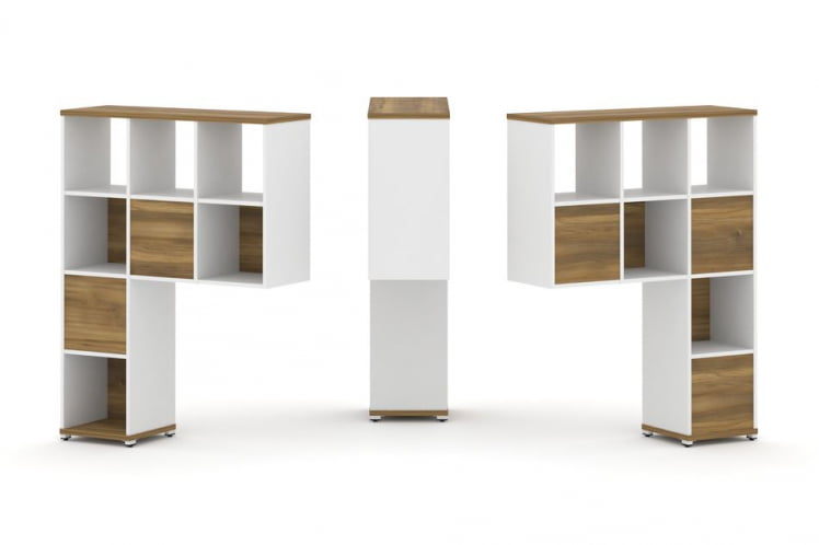 Надставка на стол высокая двухсторонняя + задняя стенка (5 шт.) CONCEPT CN.DNV-003 Сандал Янтарный Белый бриллиант Белый металл_0