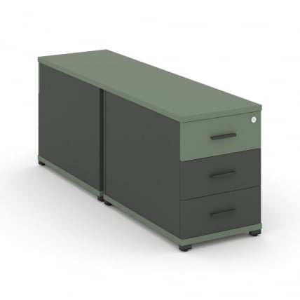 Тумба двухсторонняя опорная приставная с 3-мя ящиками CONCEPT CN.DTGO-001 B/W Кобо Антрацит_0