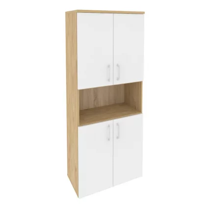 Шкаф высокий широкий (4 низких фасада ЛДСП) ONIX O.ST-1.5 Тиквуд Светлый/Белый_0