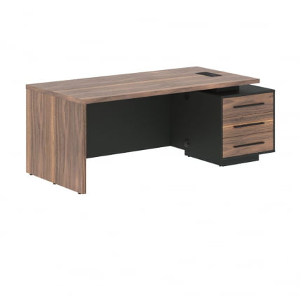 Стол руководителя правый VELION VENEER VRCT 2090 R Американский орех Яшма черная_0