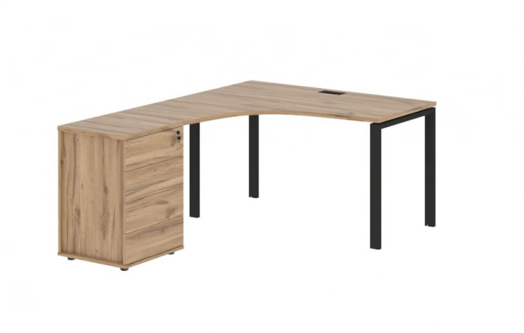 Стол эргономичный с тумбой левый EDIS EUCET 1318 L Дуб Денвер светлый Черный_0