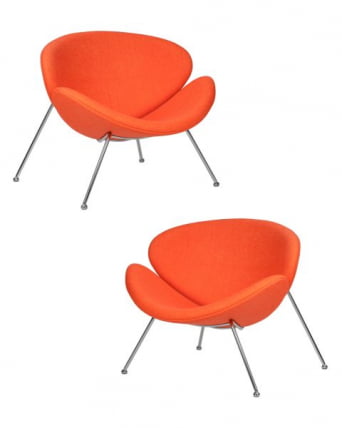 Кресло дизайнерское ДОБРИН ЕМИЛЙ (оранжевая ткань АФ, хромированная сталь) 2 шт / DOBRIN EMILY AF,_0